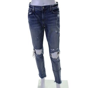 Ei8ht Dreams Womens High Rise Fringe Distressed Skinny Jeans Blue Size 25